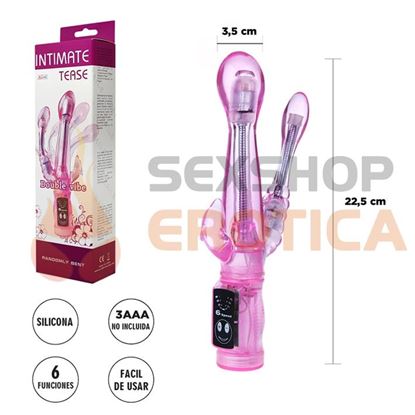 Vibrador flexible con estimulador de clitoris y 6 funciones de vibracion